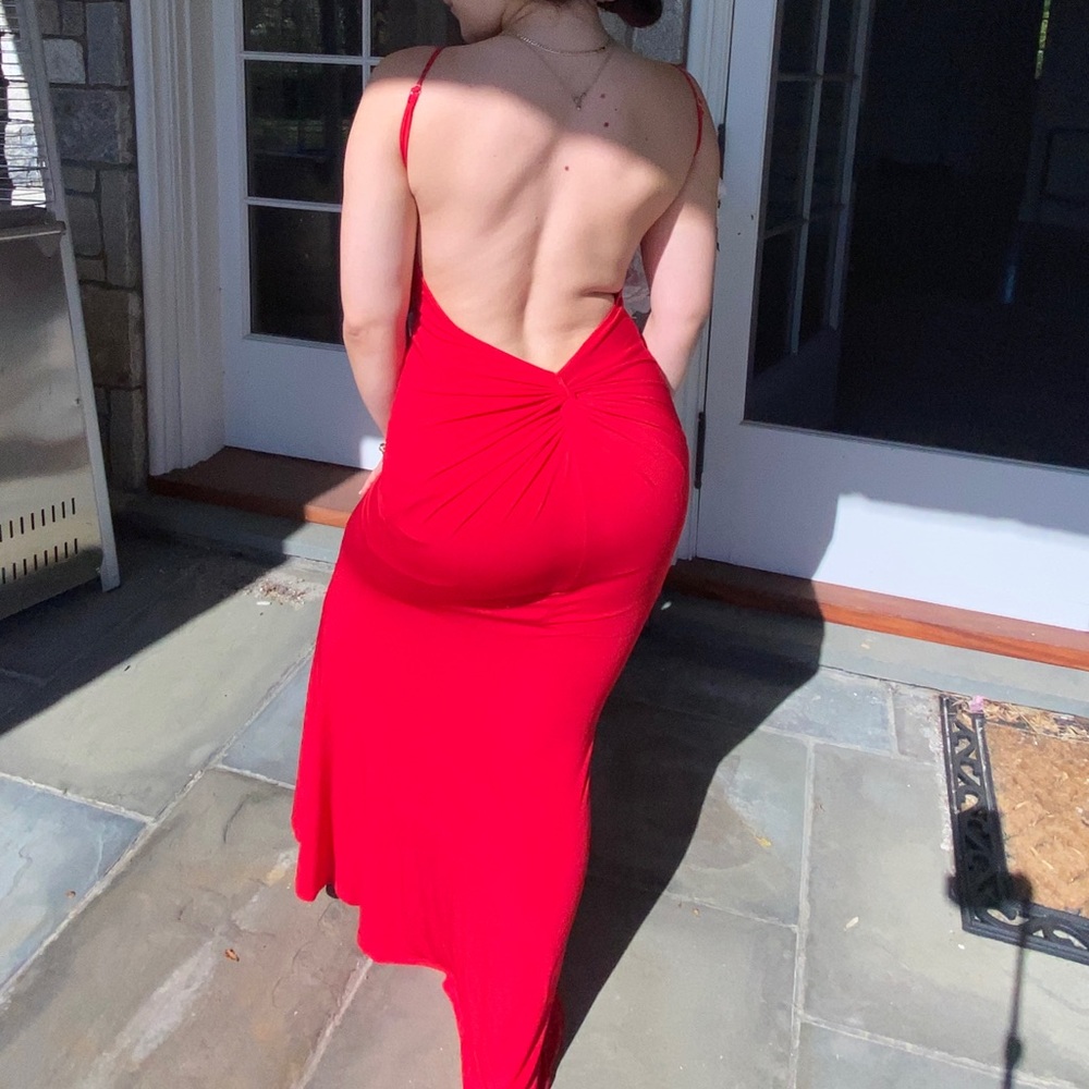 Red maxi prom dress